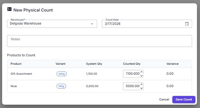 Physical Count Form