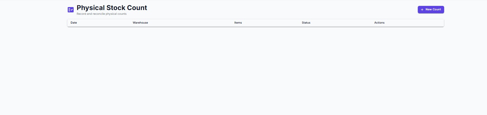 Physical Stock Count List