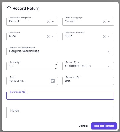 Add Product Return