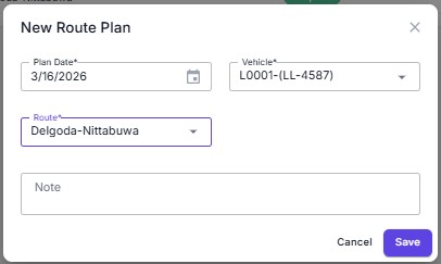New route plan dialog