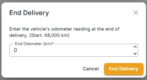 End delivery — odometer entry