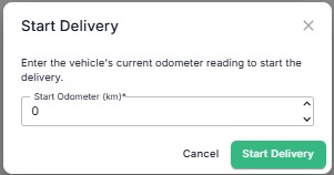 Start delivery — odometer entry